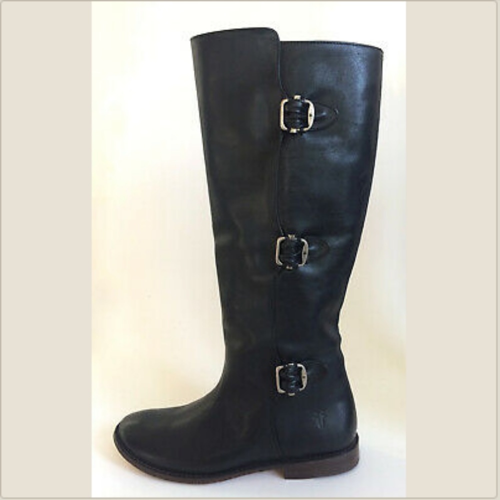 FRYE Black Leather PAIGE Tall Riding Boots 77066